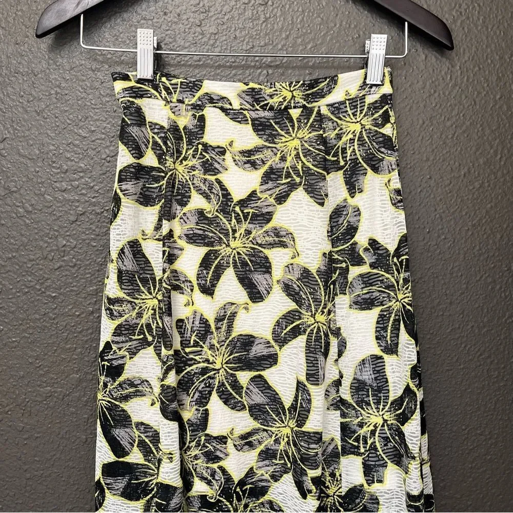 Topshop Outline Hibiscus Maxi Skirt with Front Split NWT US 2